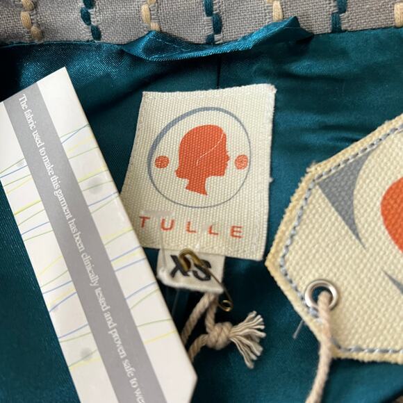 Anthropologie Tulle Embroidered Pattern Peacoat Dress Jacket Size XS NWT - Picture 9 of 14